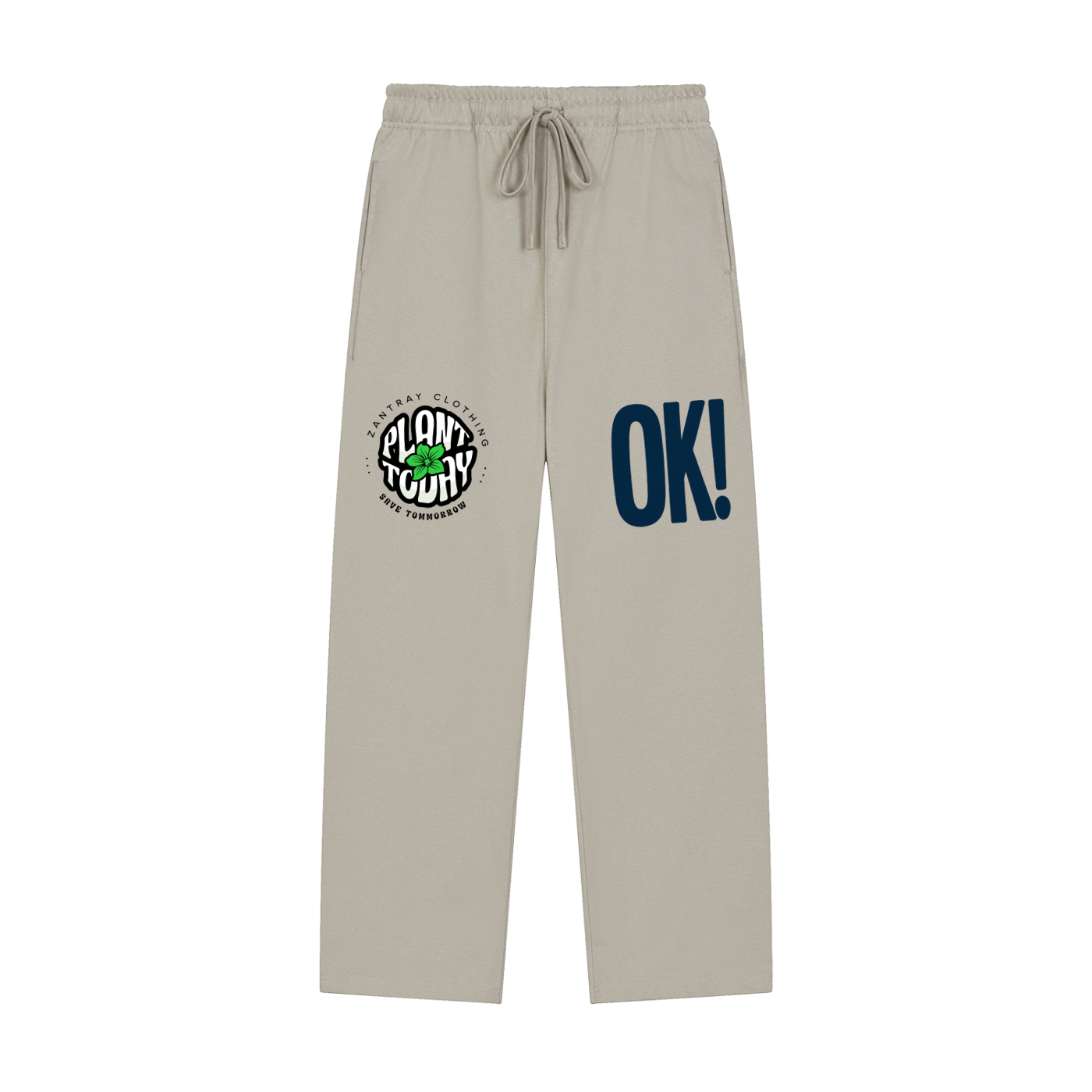Solid Color Straight-Leg Sweatpants