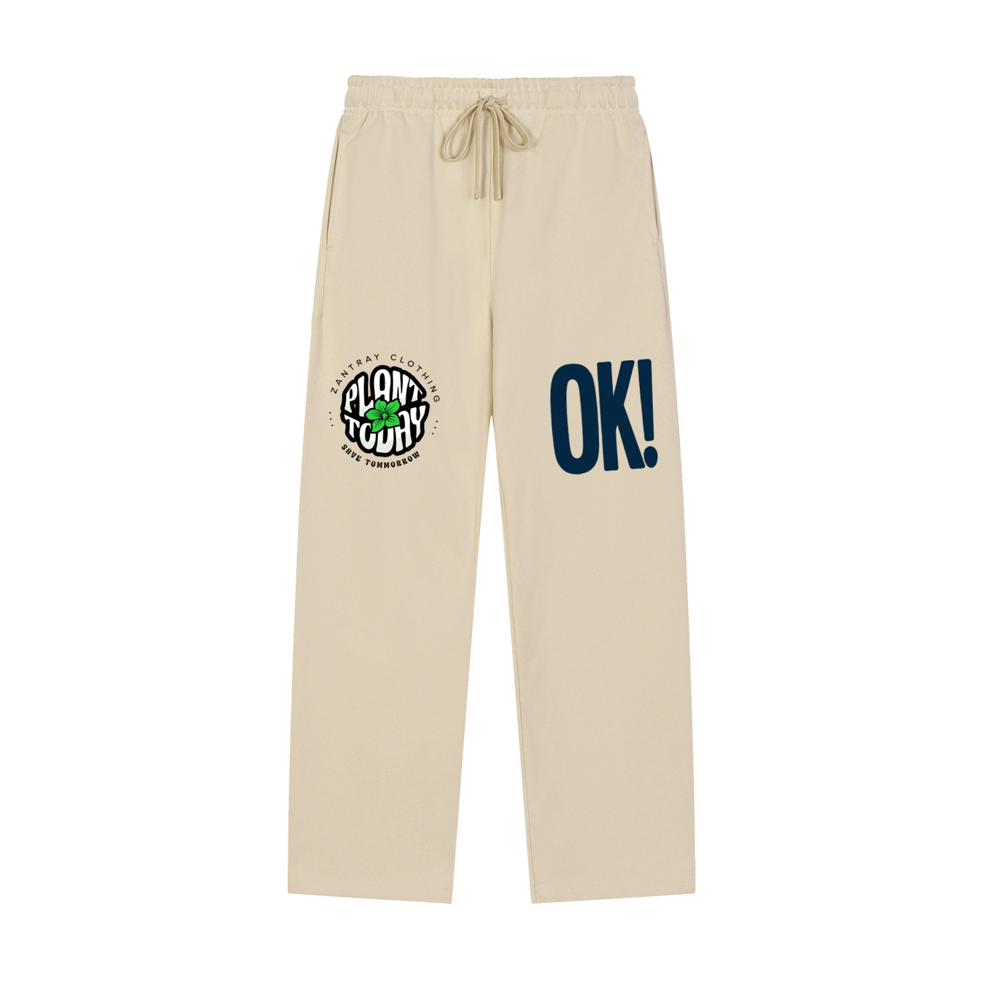 Solid Color Straight-Leg Sweatpants