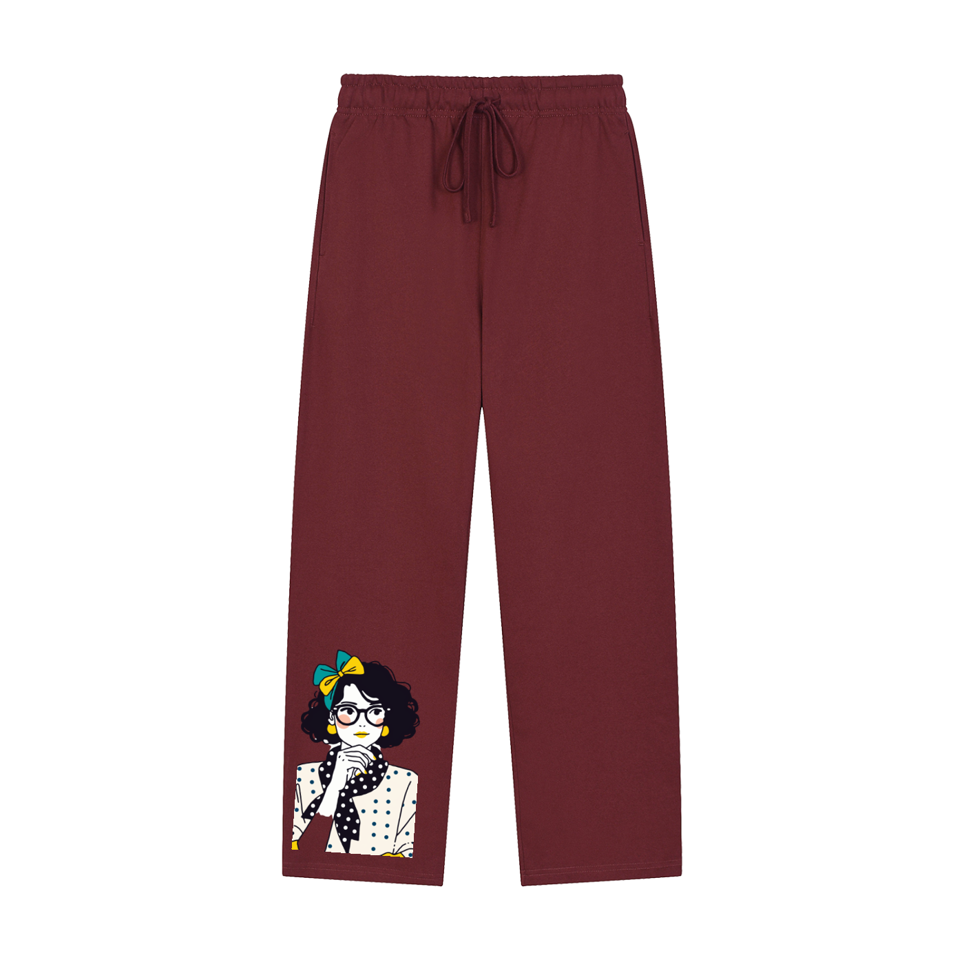 Solid Color Straight-Leg Sweatpants