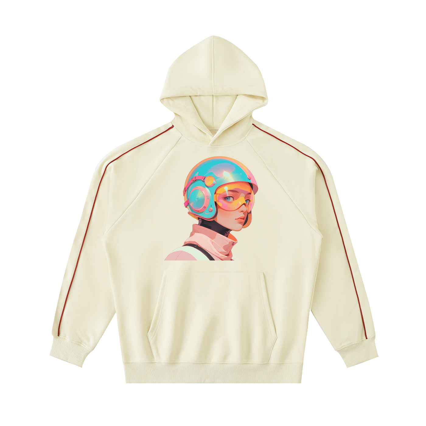 Contrast Piping Raglan Hoodie