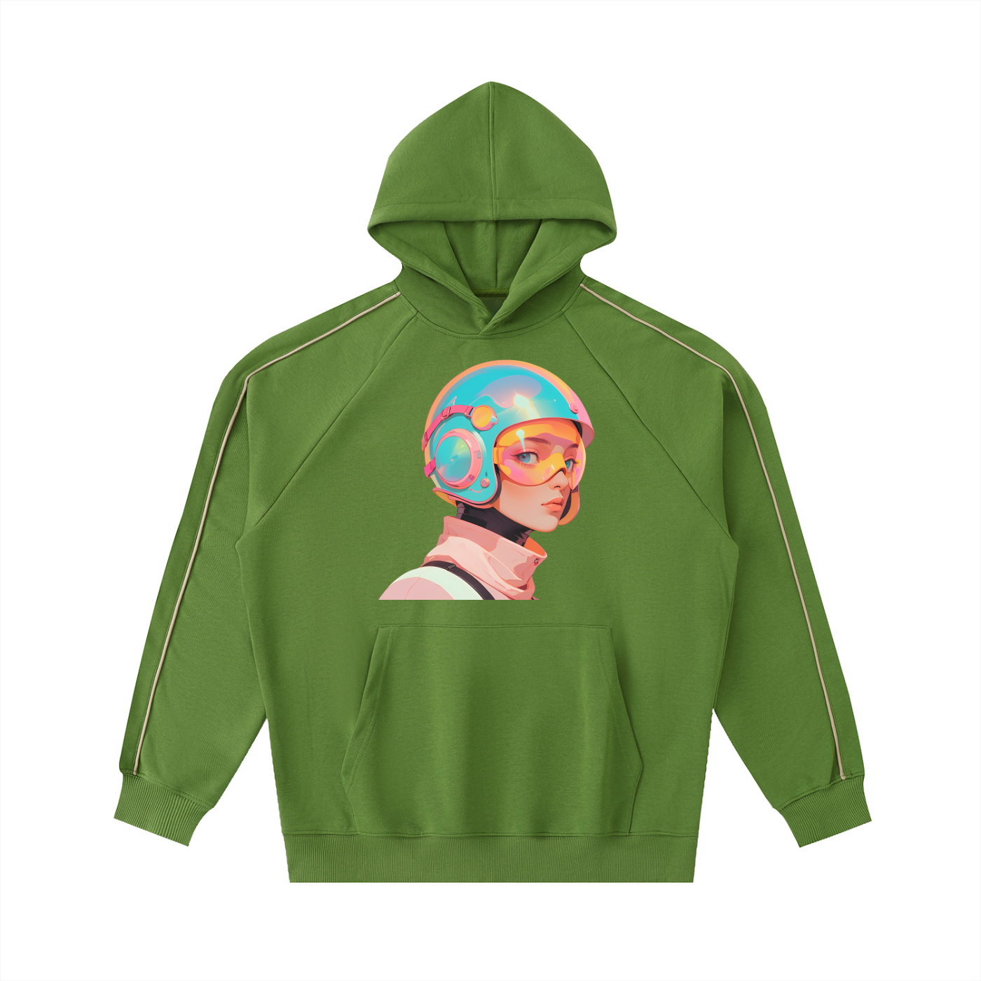 Contrast Piping Raglan Hoodie