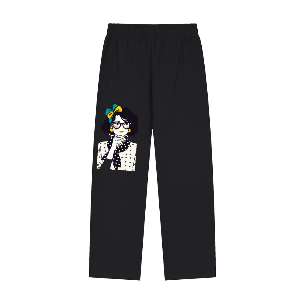 Solid Color Straight-Leg Sweatpants
