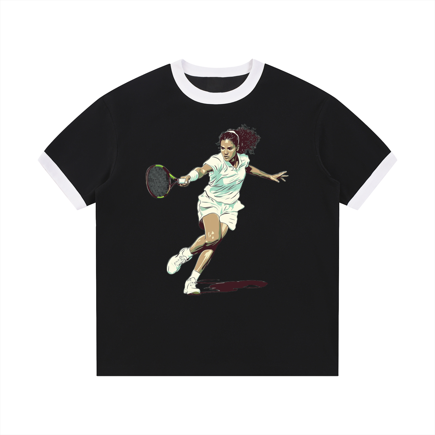 Contrast Edge Ribbed Crewneck T-Shirt