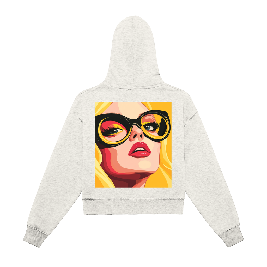 Fleeced Zip-Up Cropped Hoodie