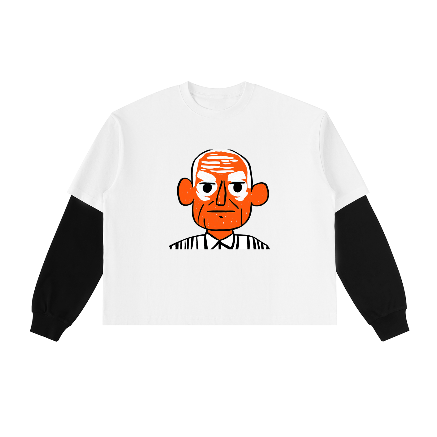 Layered Contrast Sleeve Cotton T-Shirt