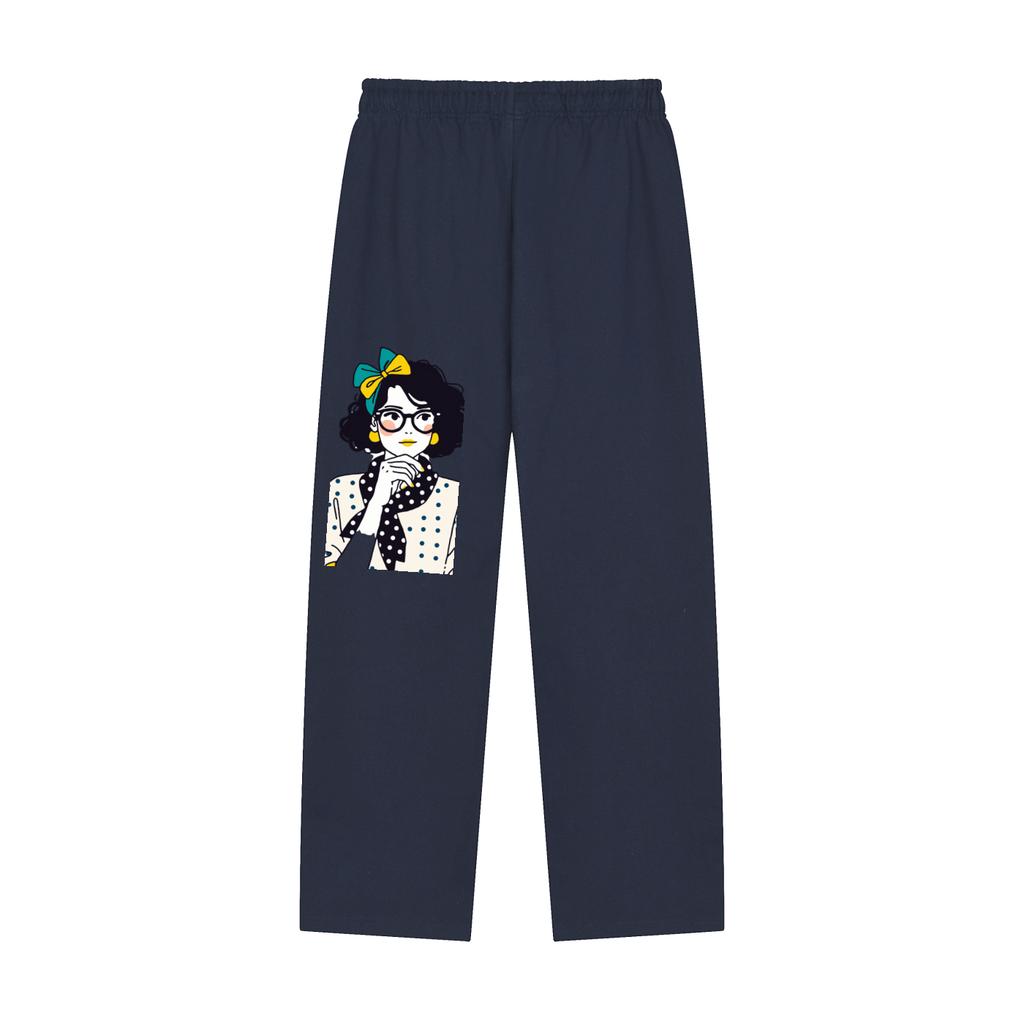 Solid Color Straight-Leg Sweatpants