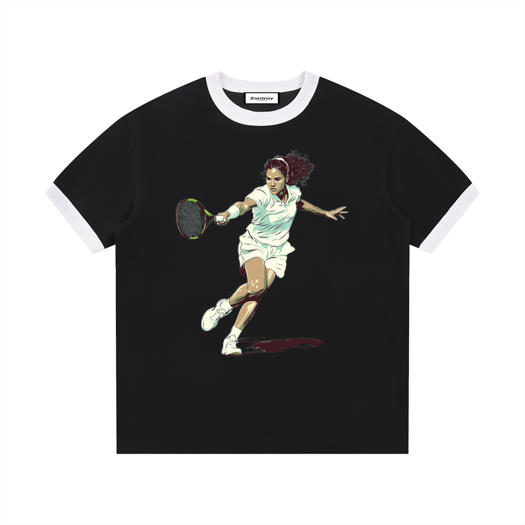 Contrast Edge Ribbed Crewneck T-Shirt