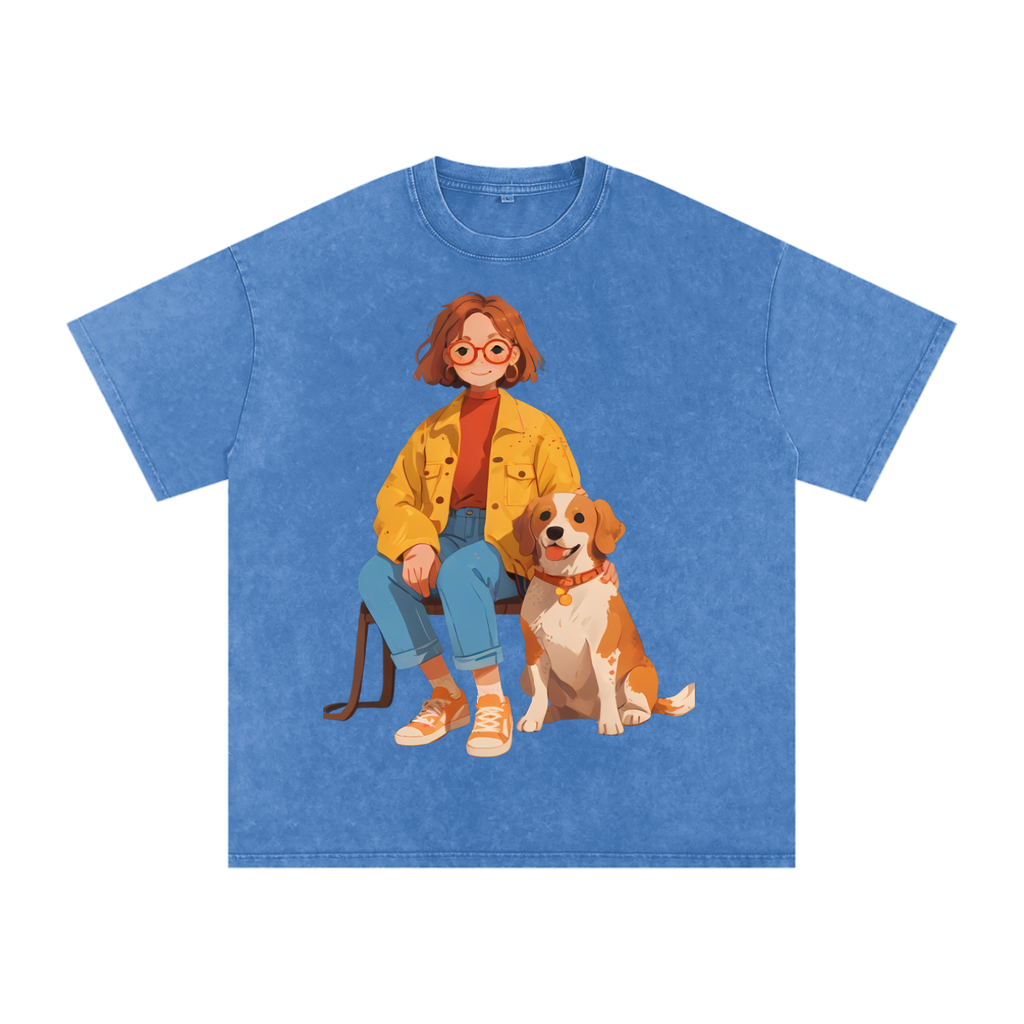 Snow Washed Oversized Cotton T-Shirt