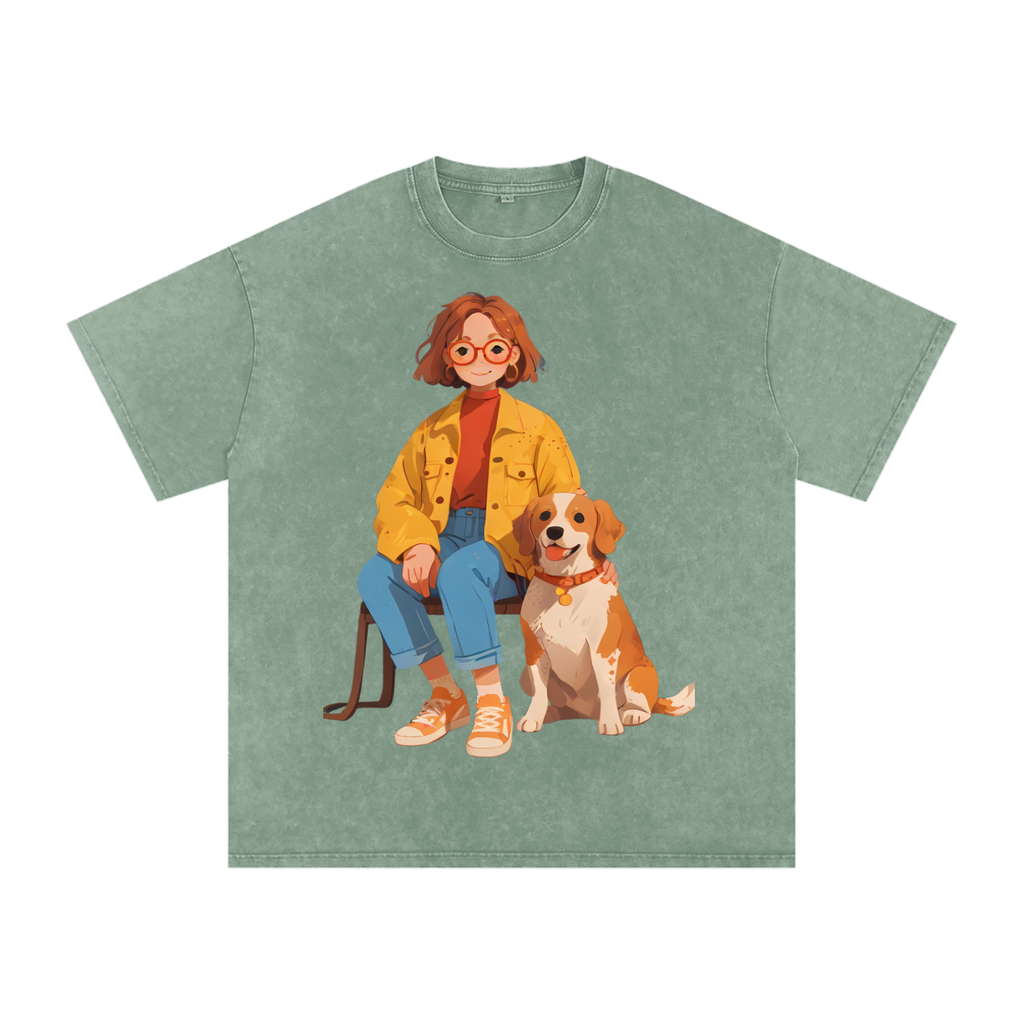 Snow Washed Oversized Cotton T-Shirt