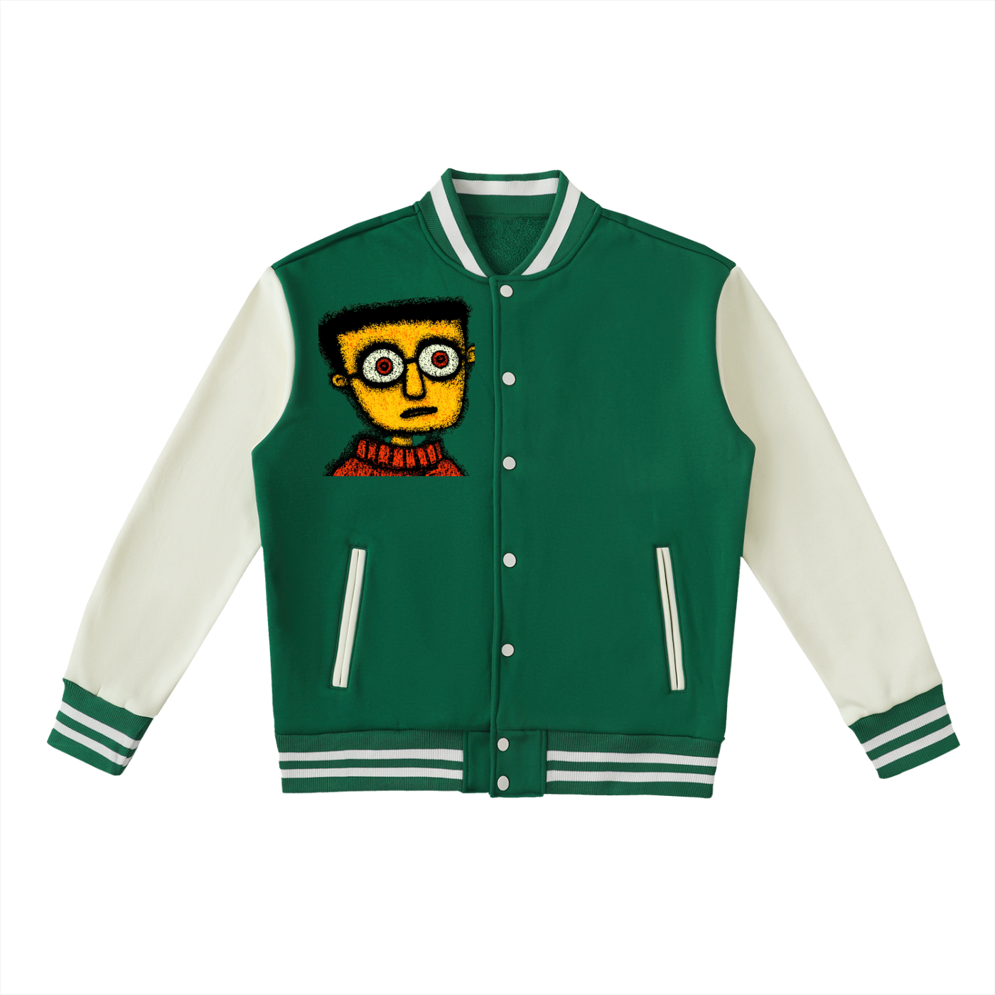 Two-Tone Fleeced Varsity Jacket