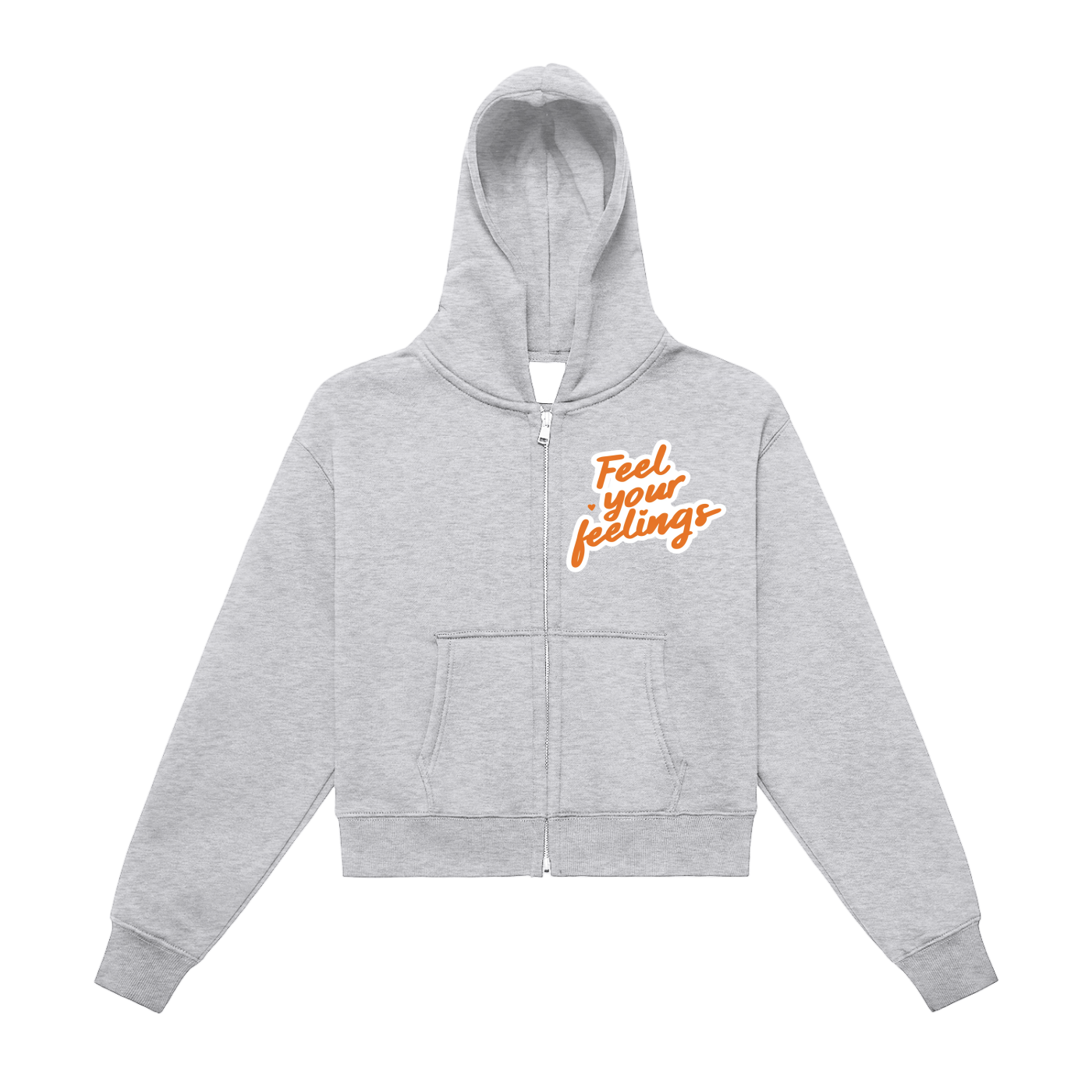 Fleeced Zip-Up Cropped Hoodie