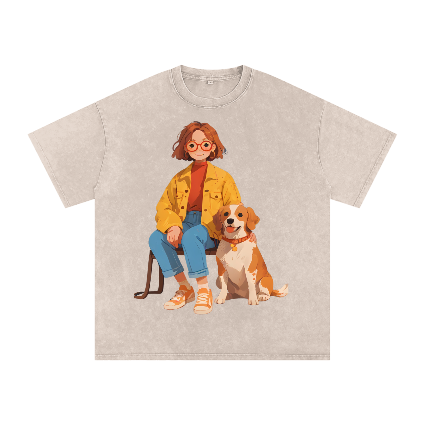 Snow Washed Oversized Cotton T-Shirt