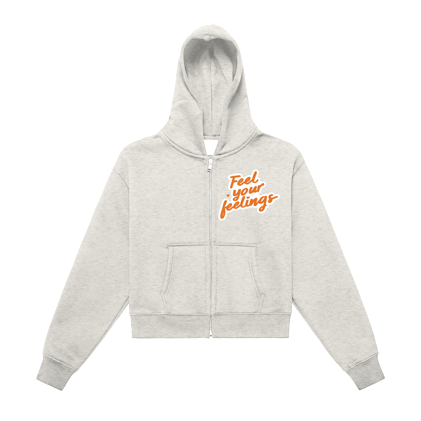 Fleeced Zip-Up Cropped Hoodie