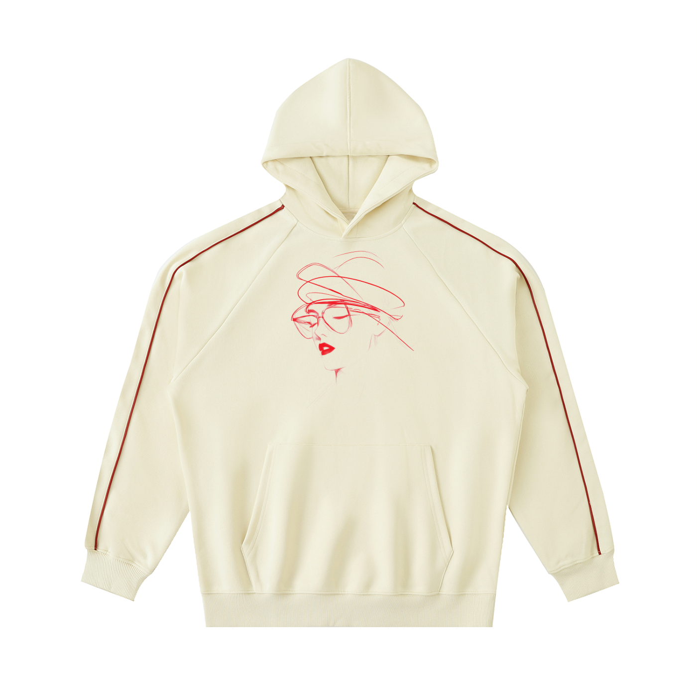 Contrast Piping Raglan Hoodie