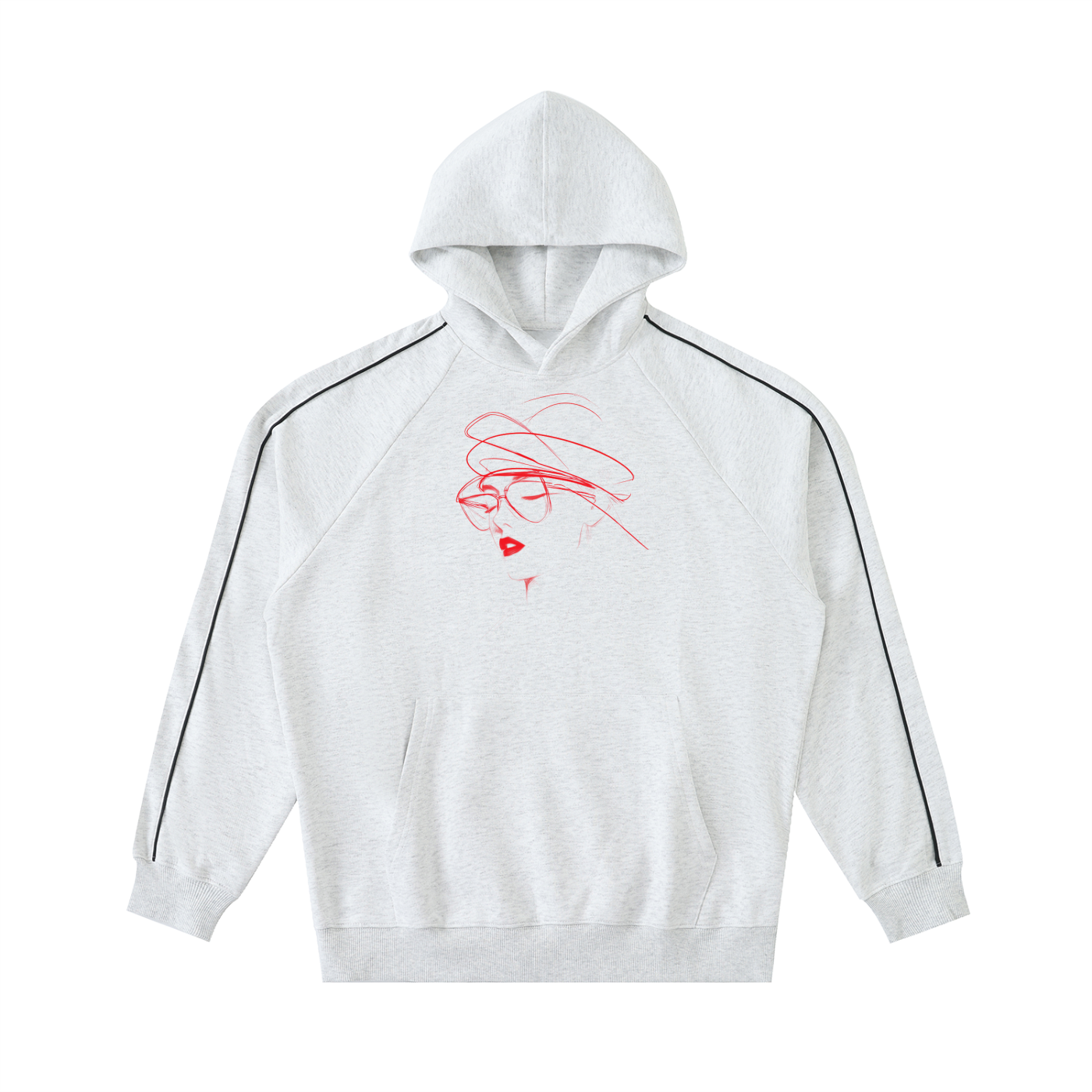 Contrast Piping Raglan Hoodie