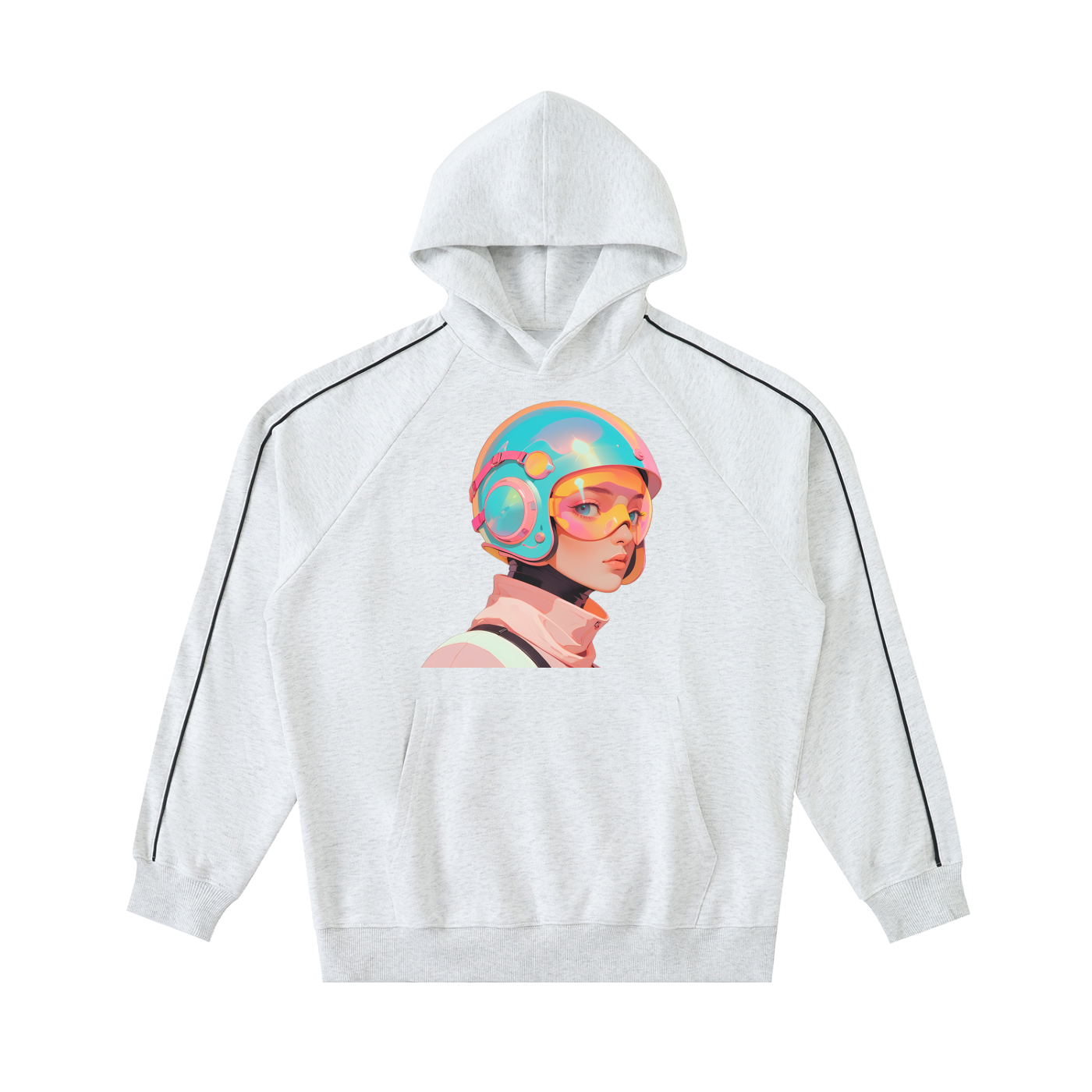 Contrast Piping Raglan Hoodie