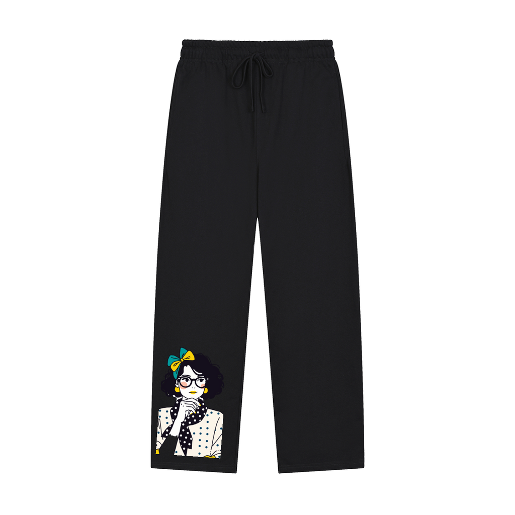 Solid Color Straight-Leg Sweatpants