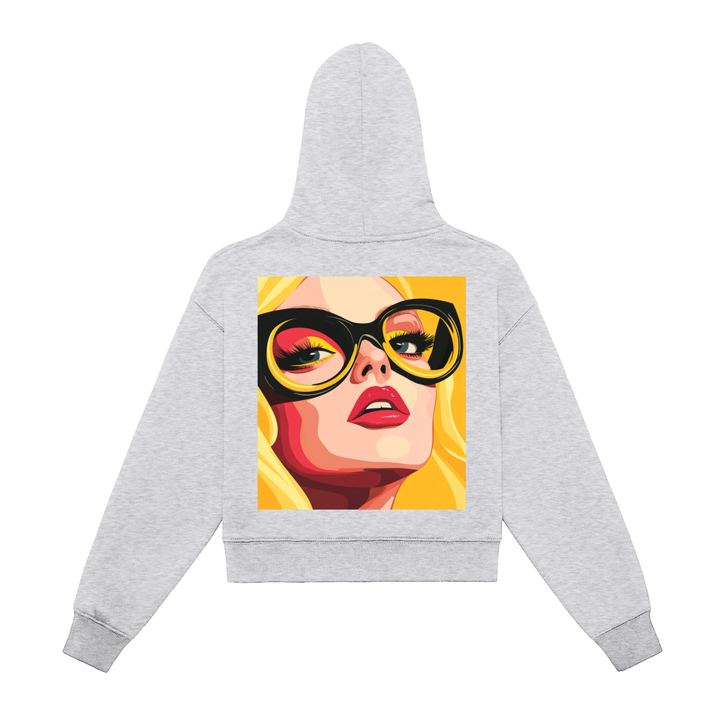 Fleeced Zip-Up Cropped Hoodie