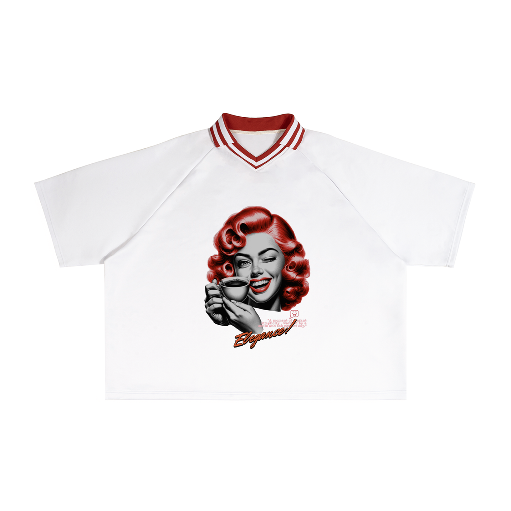 Contrast Lapel Collar Boxy T-Shirt