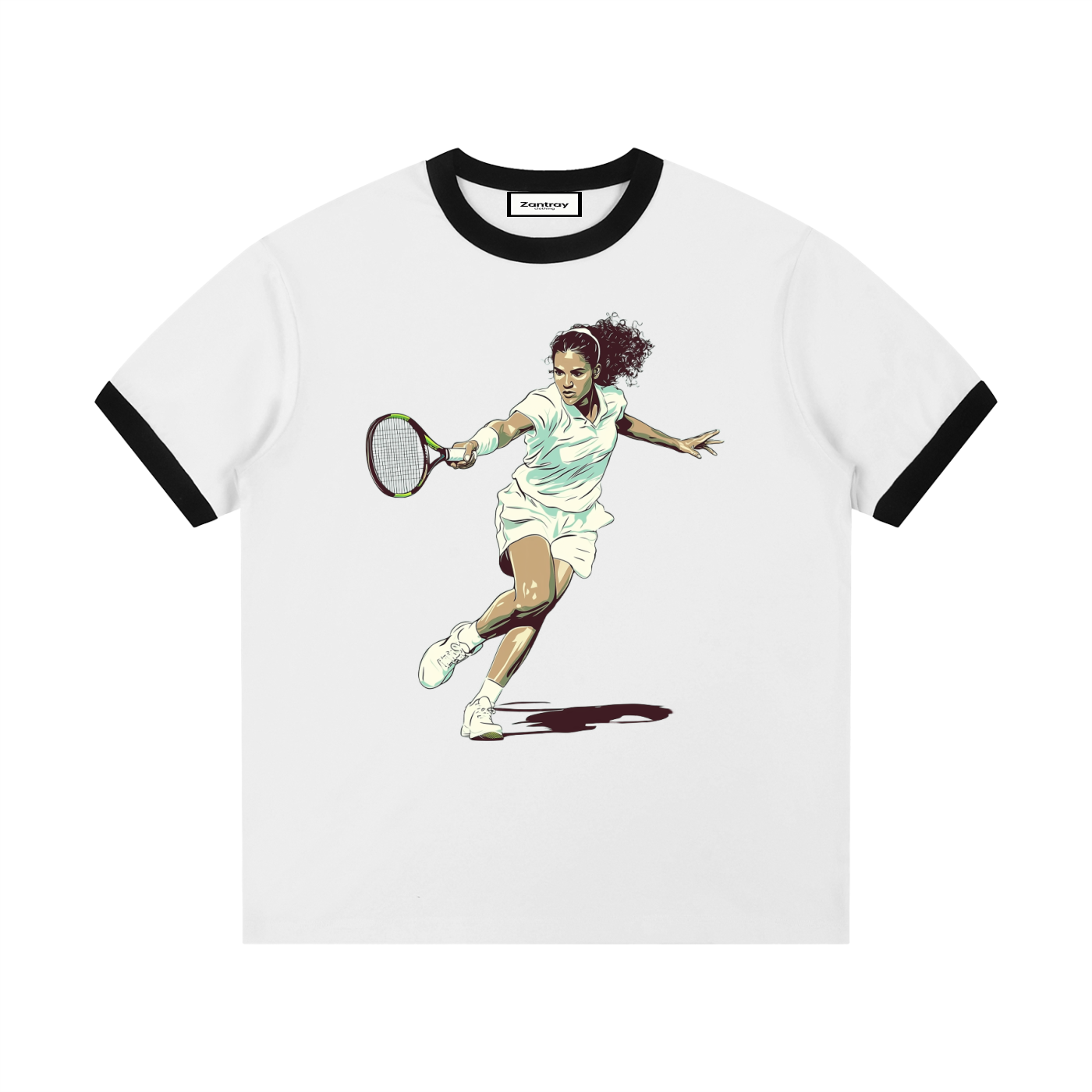 Contrast Edge Ribbed Crewneck T-Shirt