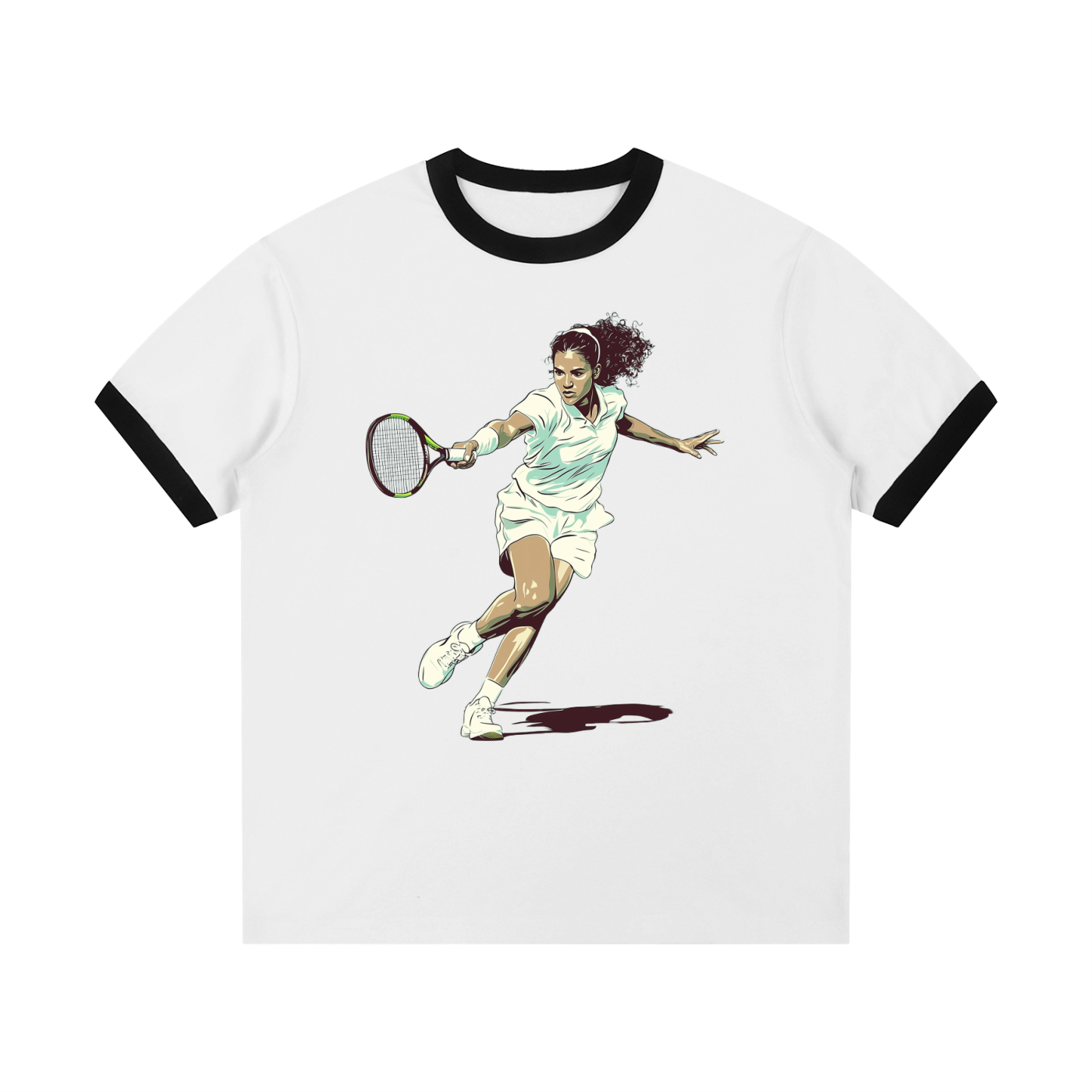 Contrast Edge Ribbed Crewneck T-Shirt