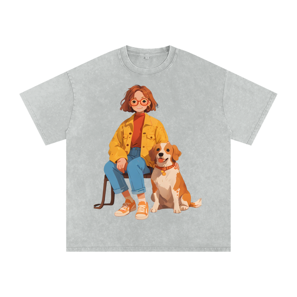 Snow Washed Oversized Cotton T-Shirt