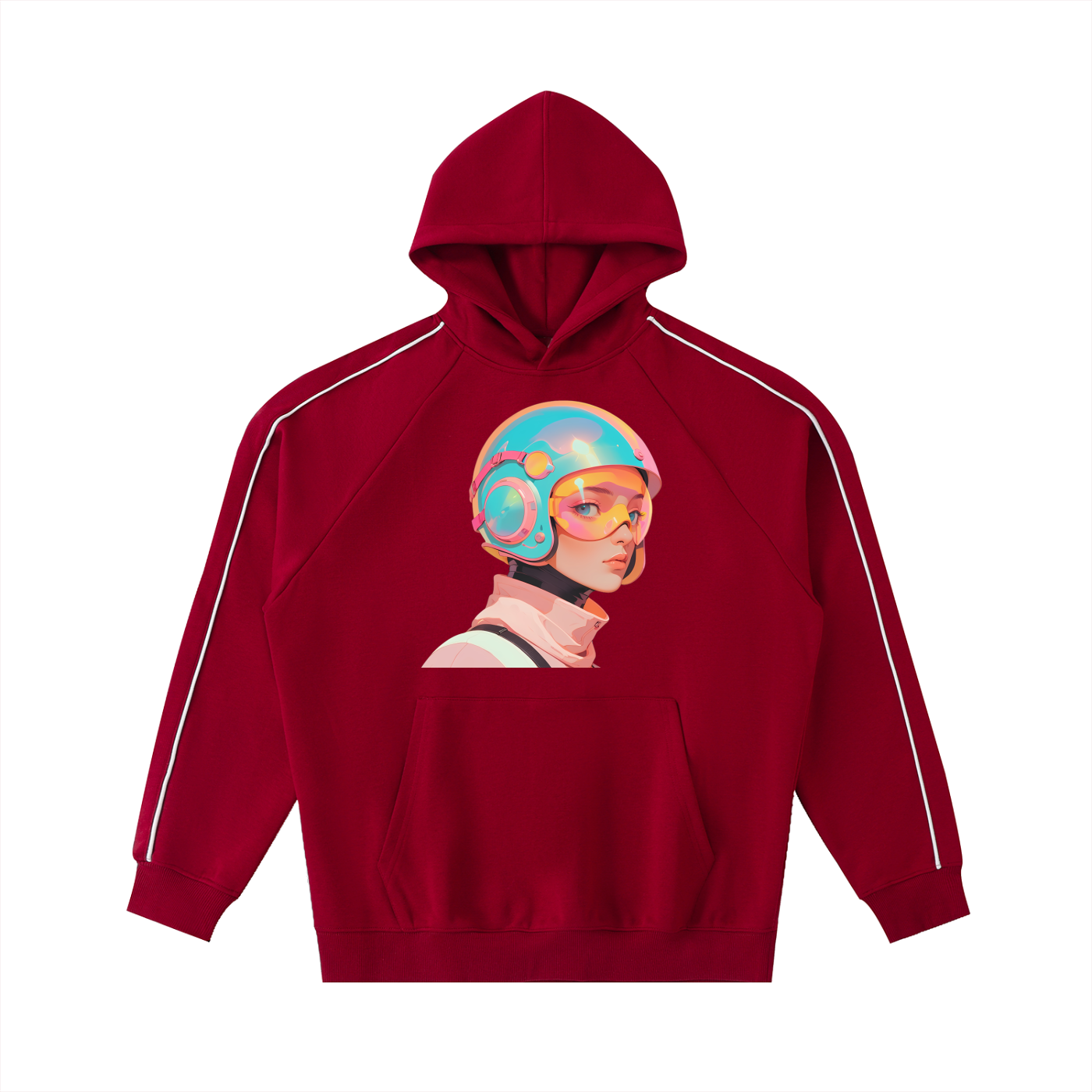 Contrast Piping Raglan Hoodie