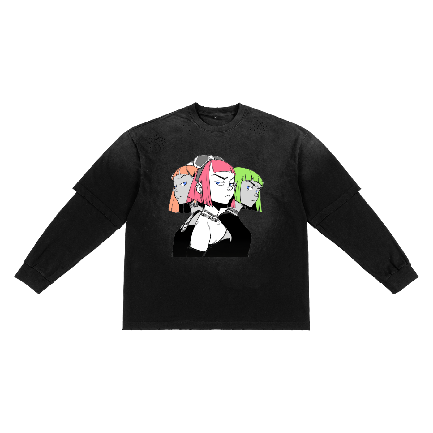 Sunfade Hand-Frayed Faux Two-Piece T-Shirt