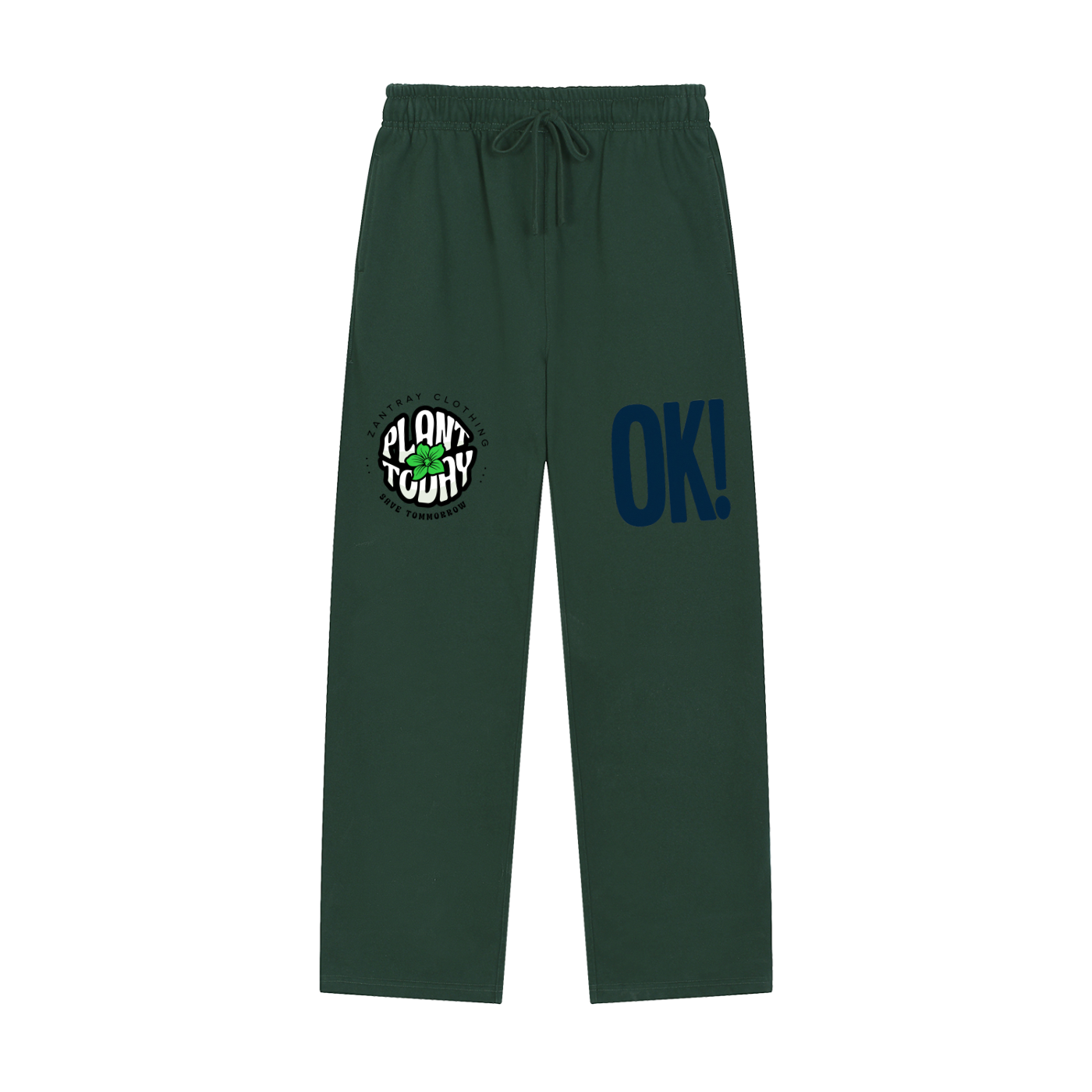 Solid Color Straight-Leg Sweatpants