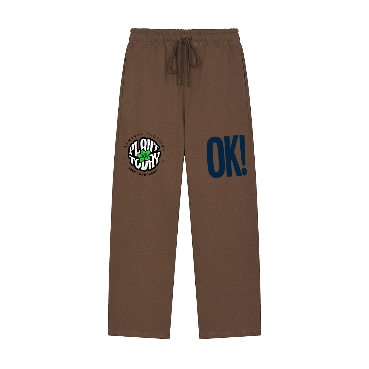 Solid Color Straight-Leg Sweatpants