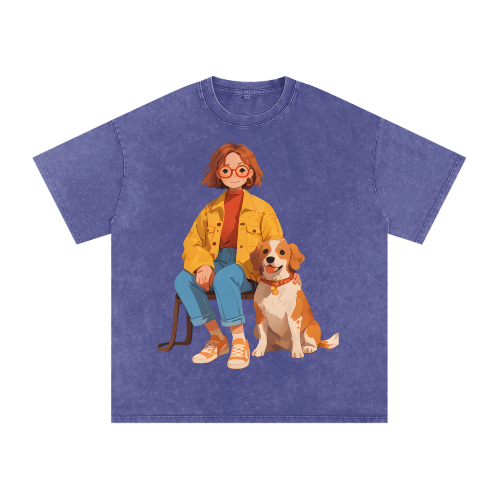 Snow Washed Oversized Cotton T-Shirt