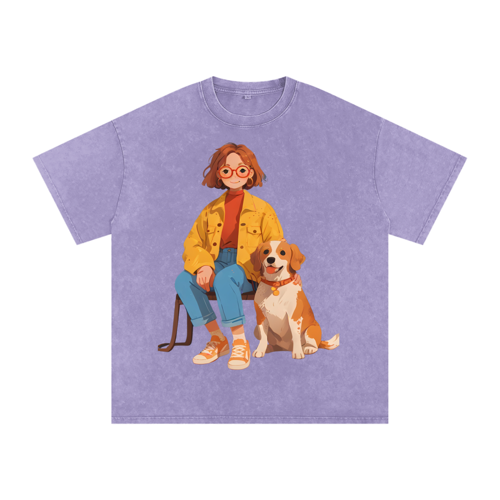 Snow Washed Oversized Cotton T-Shirt