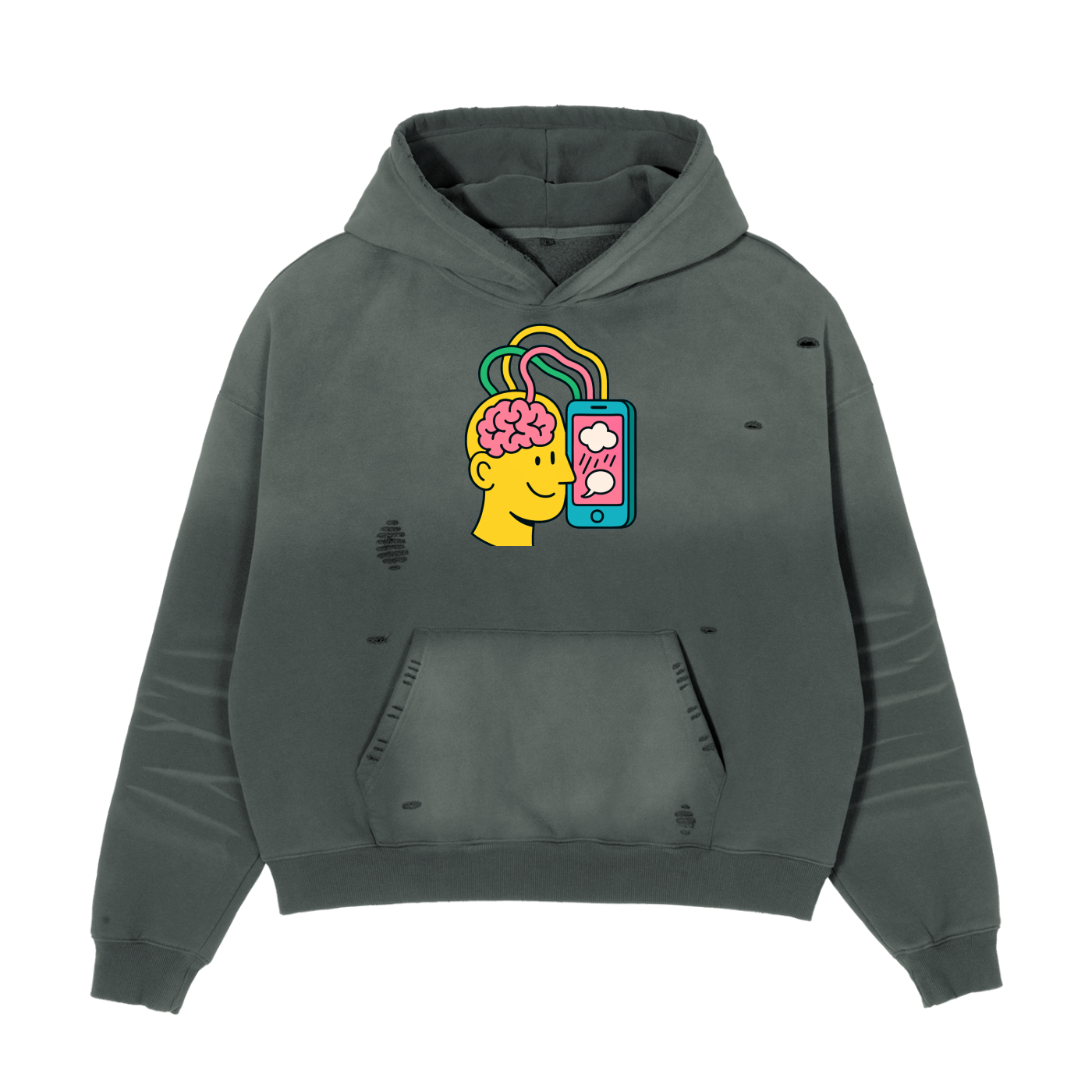 Frayed Sunfade Boxy Fleece Hoodie