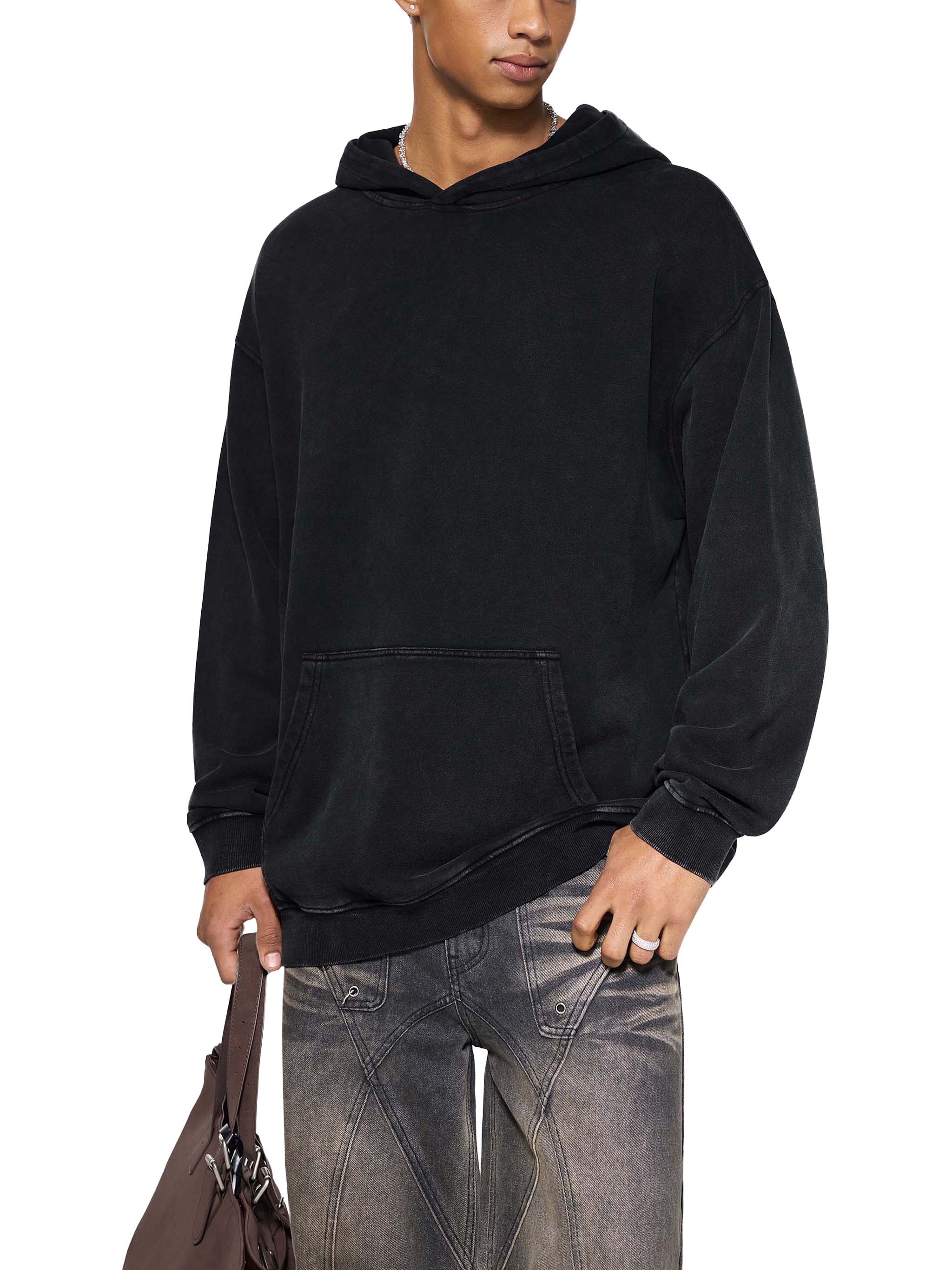 Snow Washed Loose Cotton Hoodie